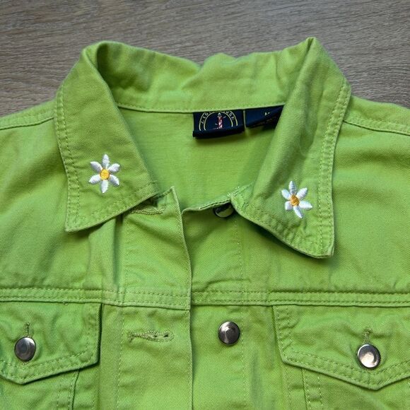 LIGHTHOUSE APPAREL | Vintage Daisy Lime Green Jacket Size Medium - Picture 3 of 8